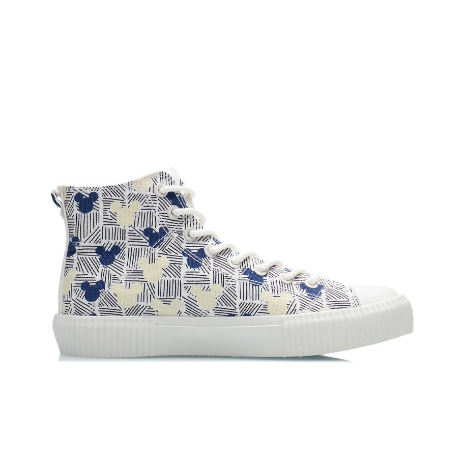 Li Ning Disney Collaboration Series Comfortable Classic Casual High-Top Sneakers Women Sneakers White Blue Yellow AGCR284-3