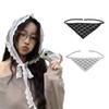 Summer White Woven Floral Lace Hair Scarf Wraps Women Retro Triangle Headscarf Hat Travel Photo Headband Hair Accessories