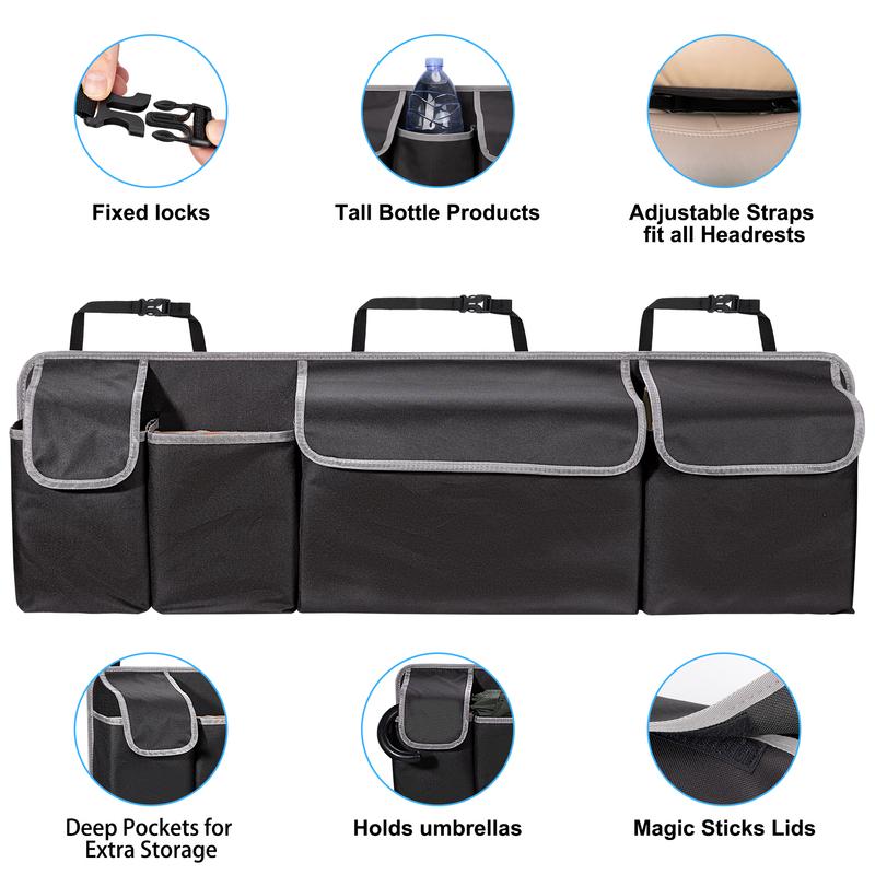 Organizator de portbagaj auto pentru SUV, organizator suspendat pentru bancheta din spate, pentru SUV, camion MPV, upgrade, genți de depozitare pentru bancheta din spate cu 4 buzunare, 39 * 14 inch