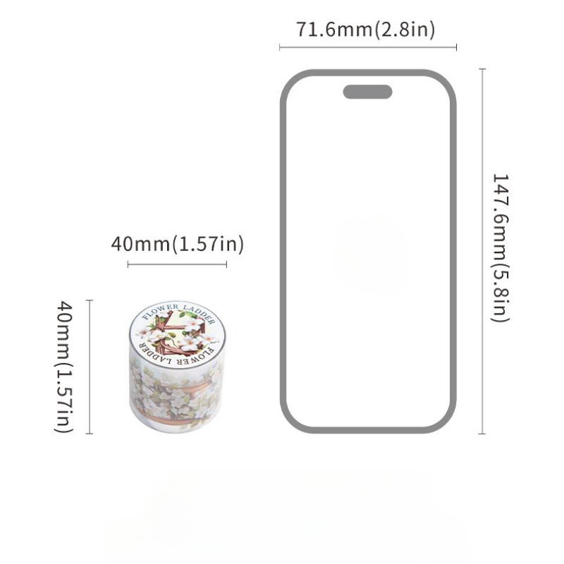 1 Rolle Blütendekorative Klebstoffe Scrapbook-Aufkleber PET-Bänder Leiter Pfirsich Leiter Blume Handbuch Bodenbildung DIY 40mm * 2m