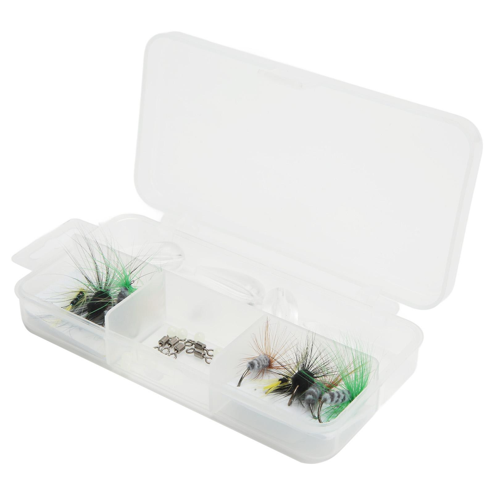 Fly Fishing Flies Kit Fly Fishing Bait Kit with Thrower Hook Swivel Plastic Beads Storage Box