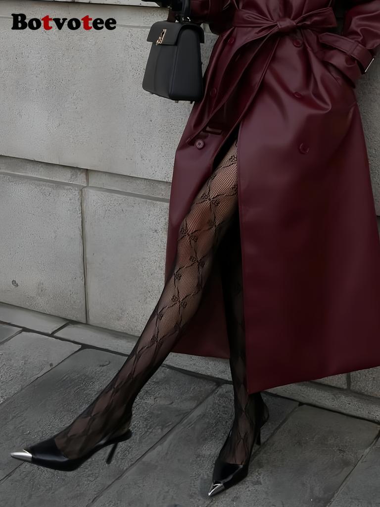 Botvotee Sexy Black Pantyhose Women's Hollow Lace Fishnet Stockings Retro Floral Girls Tights Y2k Party Gothic Lolita Tights