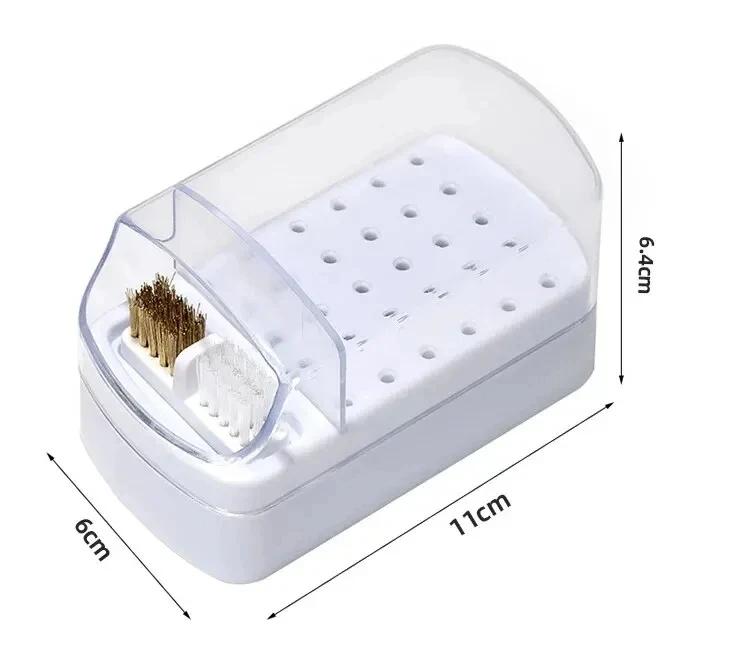 30 Holes Nail Polish Organizer Acrylic Portable Dustproof Storage Box for Nail Drill Bits and Art Tools for Manicure