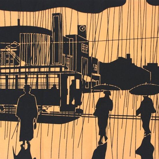 Some no Anbo Tenugui hand Tokuoka Made in 35cm x 100cm (Japanese towel) "Evening Shower" Orange, Hand-dyed, 100% Cotton, weave, Japan,