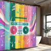 Retro Rubber Disc Player Shower Curtain 12 Hooks 180X 180Cm Machine Washable Bathroom Decoration, Shower Curtain For All Seasons