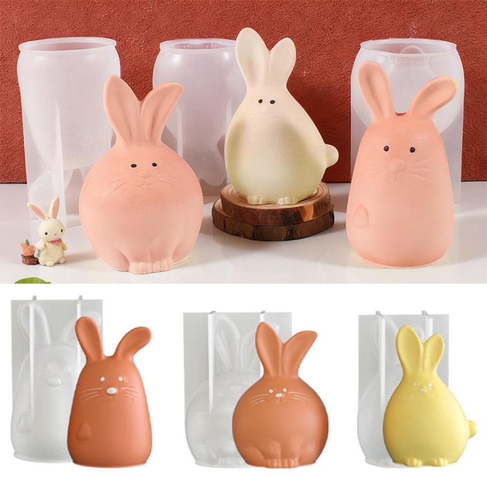 Cute Easter Bunny Silicone Mold Non-Stick Rabbit Candle Mold 3D Rabbit Mold Home Room Decorations