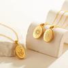 Gold Color Elliptic Sun Moon Eye Pendant Necklace Stainless Steel Geometric Opening Closing Photo Box Choker Trendy Jewelry