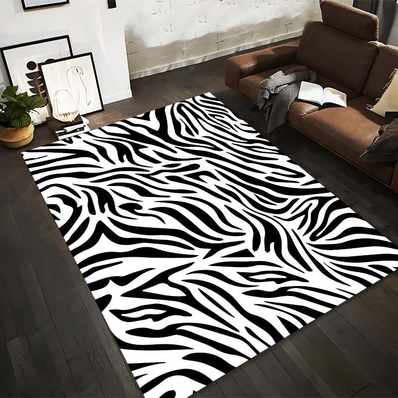 

Stylish black and white zebra print rug Suitable for use as an anti-slip game mat for living room and bedroom sofas 40x60cm( 15x23in )