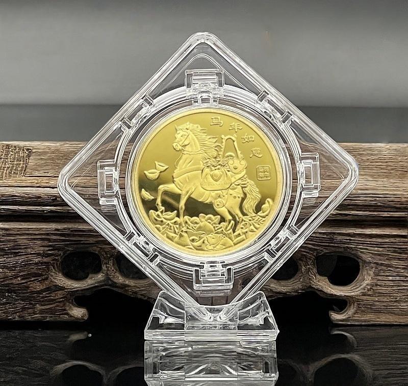 Gedenkmedaille Jahr des Pferdes 2026 Tierkreiszeichen Pferd Souvenirmünze Heimdekoration Ornament Metallhandwerk Veranstaltungs-Souvenir Geschenk
