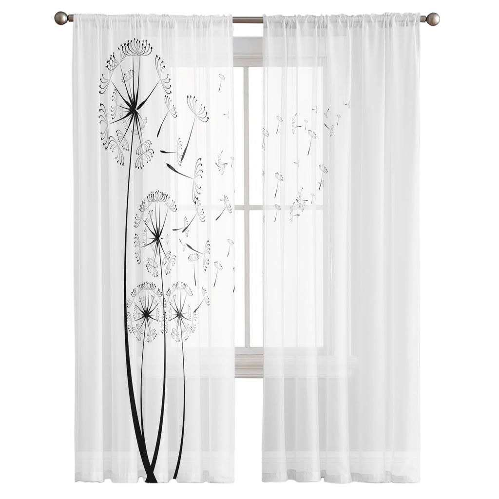 Dandelion Flower Sheer Curtain Modern Tulle Window Treatment For Living Room Bedroom Kitchen Home Decor