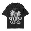 Men Women Vintage Washed T-shirts  The Life of A Showgirl Print T Shirt Outfit Oversize 2025 New Album  Tees