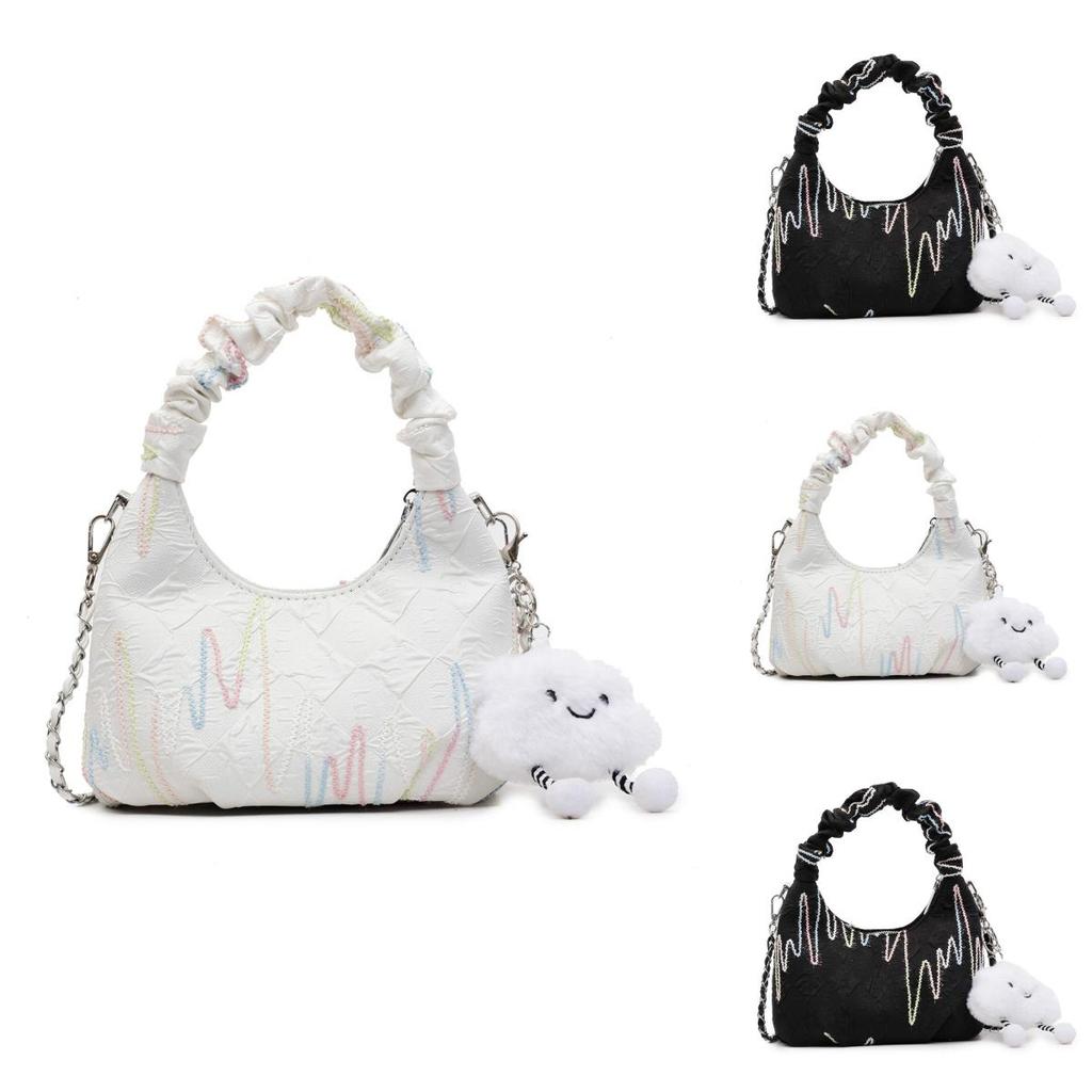 Canvas Shoulder Bag For Women With Chain Detail Perfect For Daily Casual Use