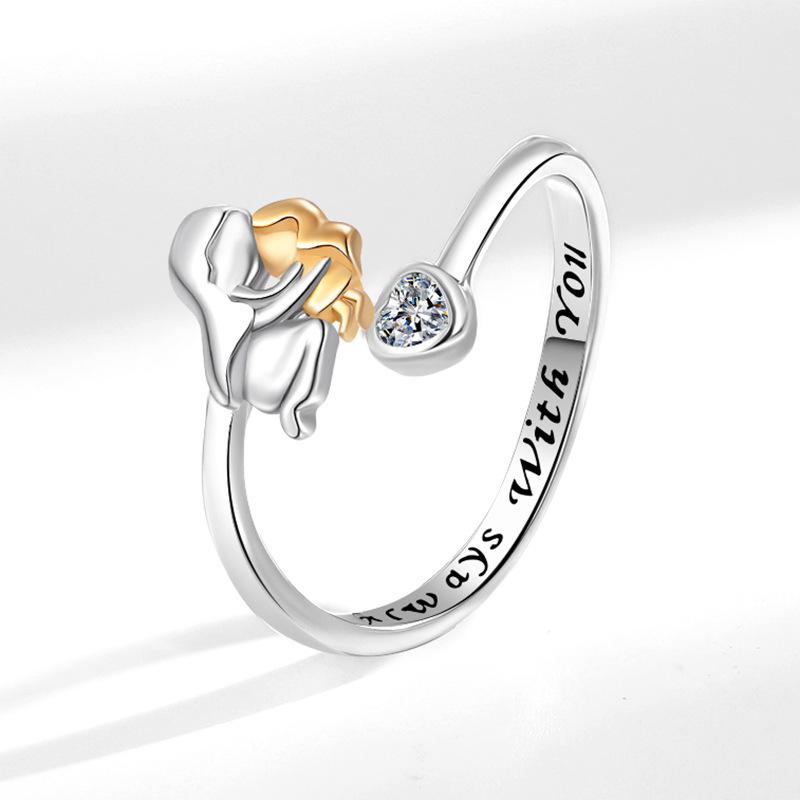 New Fashion Mother-Daughter Hugging Open Ring - Engraved Heart Jewelry for Mother's Day