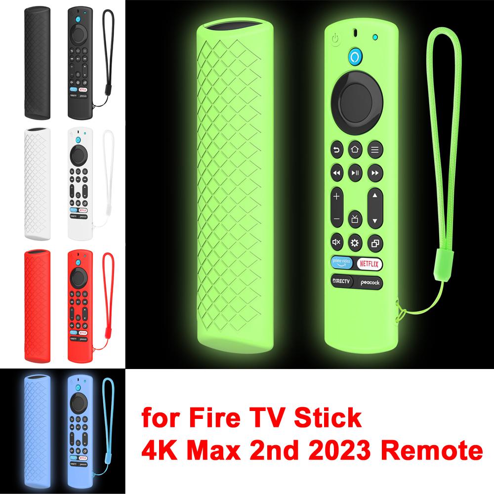 Silicone Remote Control Case for 2023 Fire TV Stick Max 2nd/Omni/4-Series Anti-Slip Glow In Dark with Lanyard