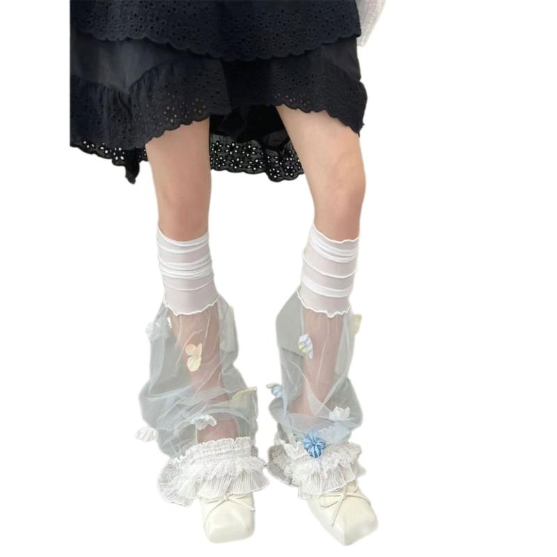 Fashionable Kids Leg Warmer Transparent Sweet Design Breathable Nylon Comfortable For Daily Use And Parties