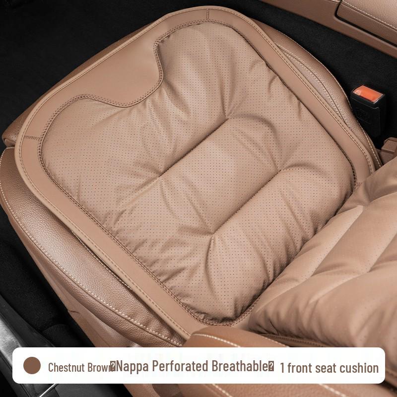 Luxury Nappa Leather Non-Slip Car Seat Cushions for Five-Seater - Thickened Design for Front and Rear Seats