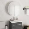 VidaXL Bathroom Cabinet Round Mirror and LED Storage Cabinet Vanity Unit Toilet Home Interior Grey 345585