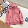 Womens Solid Color Hooded Zip-Up Sweatshirt Cotton-Feel Fabric Casual Long Sleeve Pullover