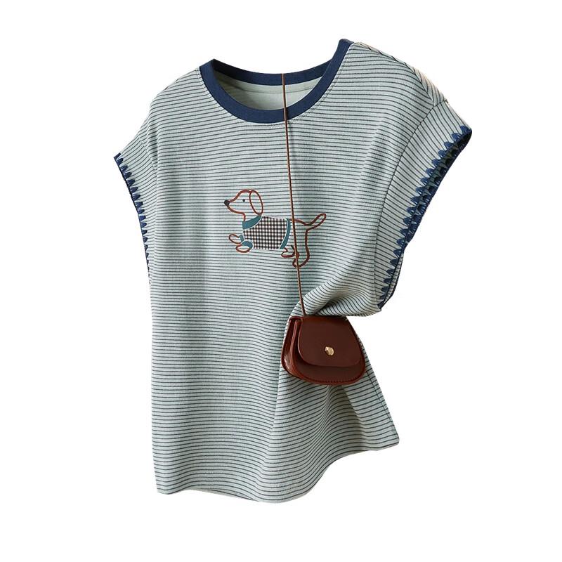 Tachi Women s Slim-Fit Striped Cartoon Print T-Shirt M