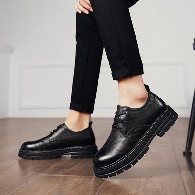 Herrenschuhe mit dicker Sohle, echtes Leder, Stil, Hochzeit des Bräutigams, Party, Schwarz und Braun, Luxus, Erwachsenenschuhe, Klassisch, Retro