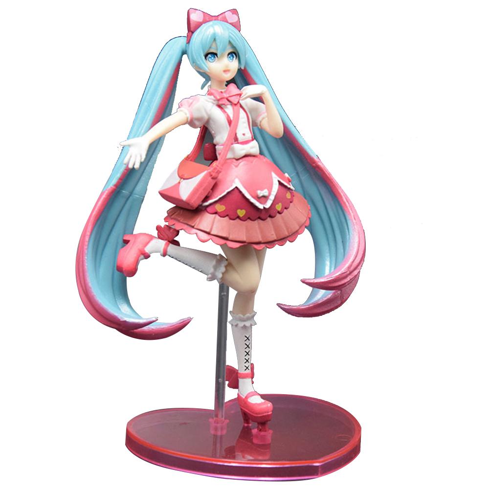 

22CM Anime Hatsune Miku Lolita Dress Up Standing Ribbon x Heart Figure Toy Present For Children Collection PVC Action Model No box