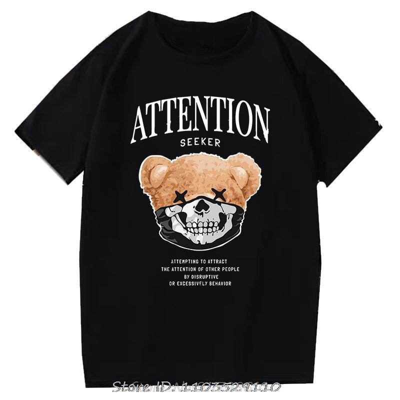 Teddy Bear Tshirt Cool Robotic Graphic Tops Harajuku Cartoon Streetwear Fitness Clothes Casual Fashion Tee Roupas Masculinas