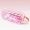 Transparent Mesh Pencil Case Large Capacity Double Layer Pen Bag for Students Lightweight Stationery Pouch for School Office Exams