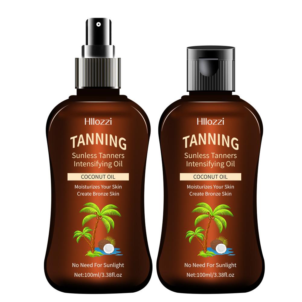 100ml Coconut Tanning Oil Waterproof Long-Lasting Bronzing Glow 2pcs