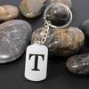 Stainless Steel Alphabet Charm Keychain - Smooth Surface, Retro Style Gift Pendant