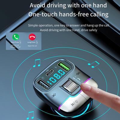 Lettore MP3 per auto BT5.3 Trasmettitore FM Adattatore radio wireless Supporto Caricabatterie per auto USB doppio+PD