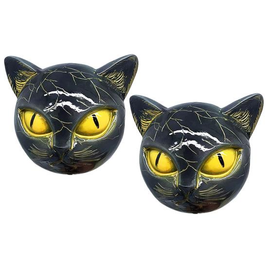 Cat Head Figurine Black Cat Stone Hand-Carved Healing Stone Resin