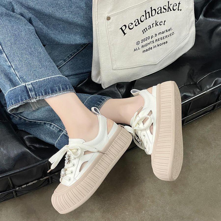 Ladies Footwear High On Platform Summer Women's Shoes Round Toe Fashion 2025 Quality Vulcanized Shoe Korean New Offers Stylish