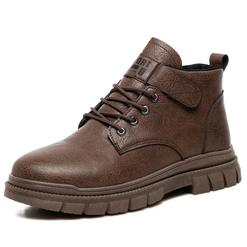 Men's Casual Boots Spring and Autumn British Workwear Boots Non Slip Soft Sole Comfort Outdoor Mid Top Leather Boots Male Shoes