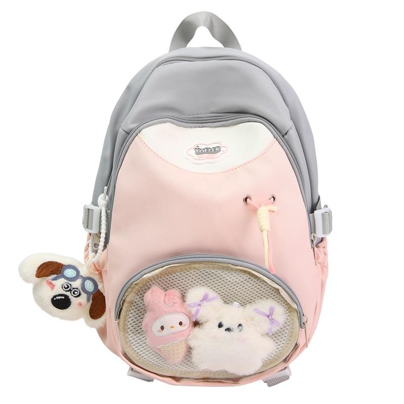 

Summer New High-Value Cute Grid Pain Bag Backpack for Girls and Boys Elementary and Middle School Students Single Shoulder Strap Double Shoulder Bag сірий колір