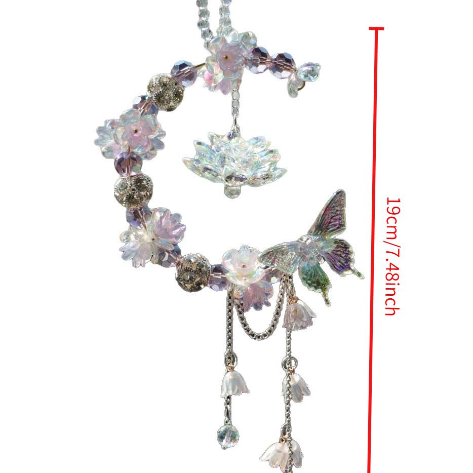 Lucky for Lotus Moon Fairy Car Hanging Ornament Rearview Mirror Pendant Decoration for Women'S Cars