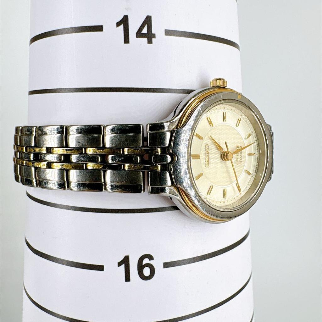 SEIKO Battery Exceline Titanium Quartz Sapphire Glass New Replaced/Women's Watch, Two-Tone Color, Hypoallergenic