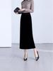 Golden Velvet Slit Pencil Skirt - Women's Spring/Autumn 2026 Collection