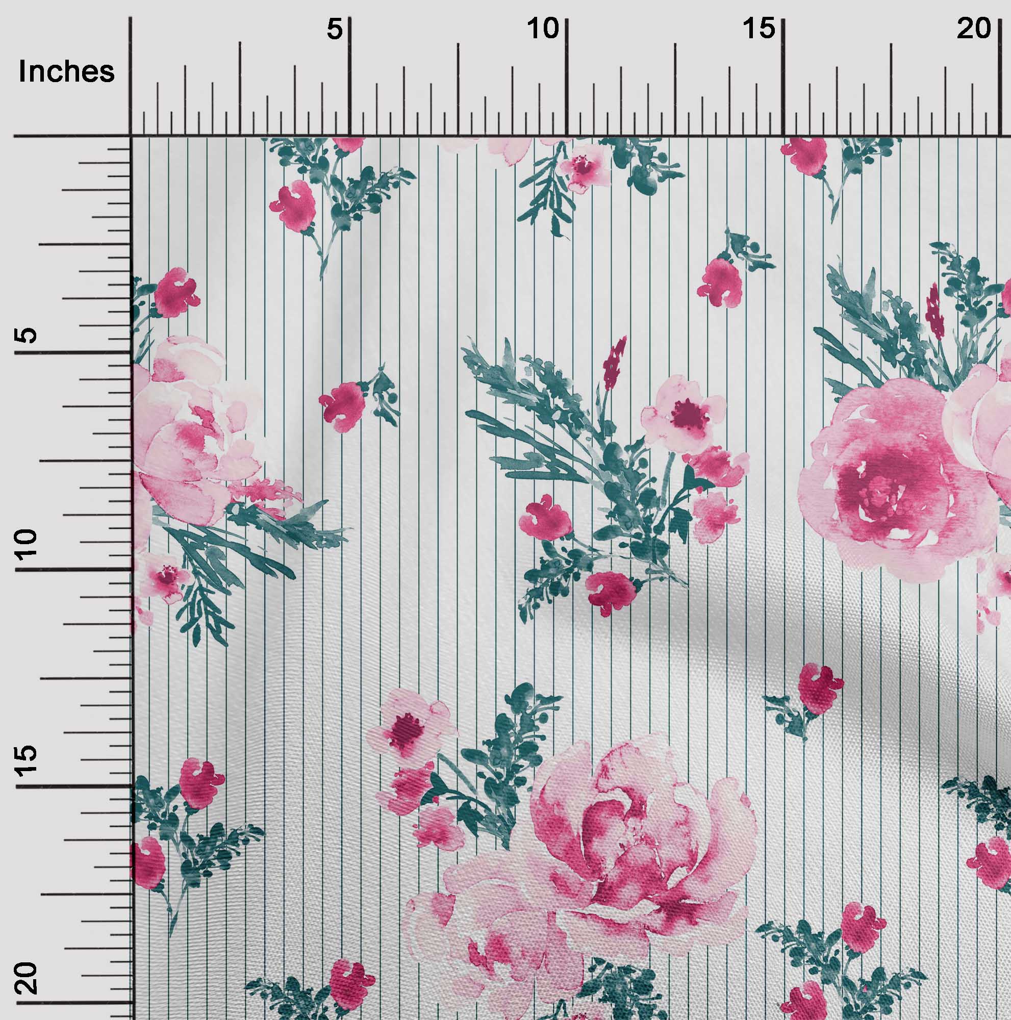 

oneOone Cotton Flex Fabric Fabric Stripe|Watercolor Leaves & Peony Floral Print Tkanina для шиття BTY 40 дюймів 42 Inch - Viscose Chiffon білий