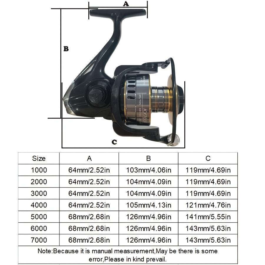 Portable All Metal Fishing Reels Surfcasting Reels Spinning Reels Fishing Gear 5.2:1 Speed Ratio 12-axis High Speed Lure Reel Corrosion Resistant KX 1000