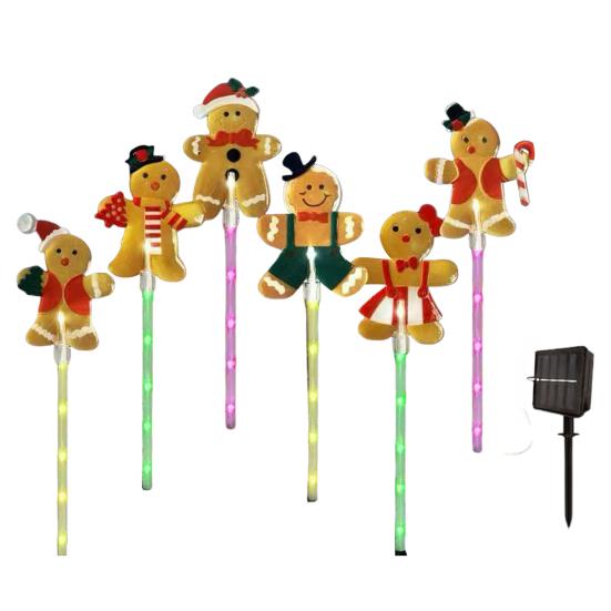 Solarne Lampki Świąteczne do Wbijania Święty Mikołaj Dekoracja Trawnika na Podwórko Wodoodporne Zewnętrzne Lampki Ścieżkowe Świąteczne Łatwa Instalacja Oświetlenie Pęknięć Ściany Ogrodowej