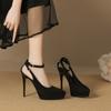 3-1 Waterproof Table Suede High Heels Are Not Tired, But Empty Sandals with Pointed Thin Heels and Super High Heels for Women.