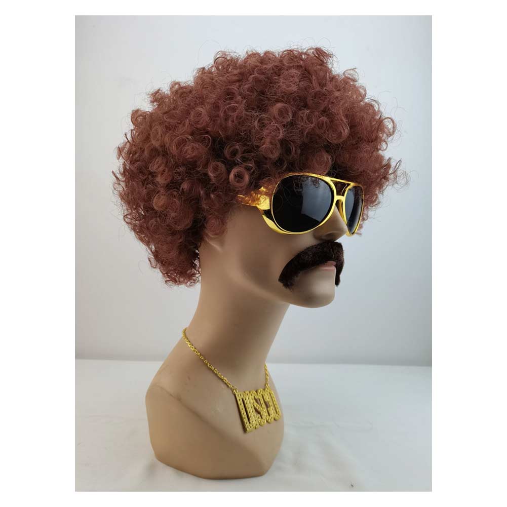 Hippie Cosplay Fantasy Afro Hair Wigs Eyeglasses Necklace 70S 80S Disco Party Disguise Costume Accessories Men Fantasia Props