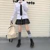 Korean Style Women's College Tie Shirt - Solid, Versatile, Long Sleeve, Loose Fit for Students, 2026 Trendy Fashion