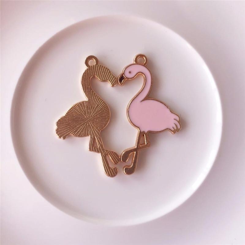 10 Pcs Enamelled Animal Flamingo Talisman Pendant DIY Accessories for Wedding Birthday Parties