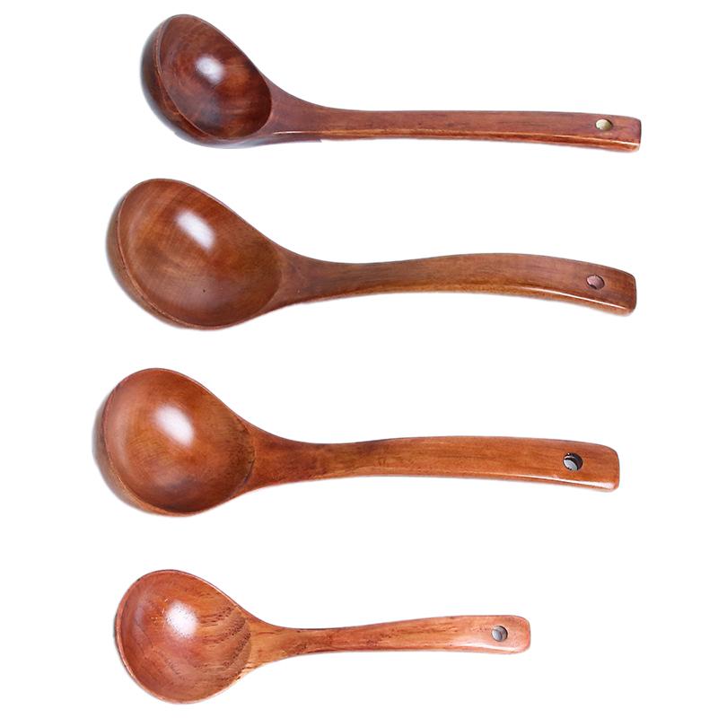 1Pieces Wooden Spoon Soup Ladle Kitchen Utensils Tableware Cooking Catering Supplies Non Stick Pot Outdoor Tableware