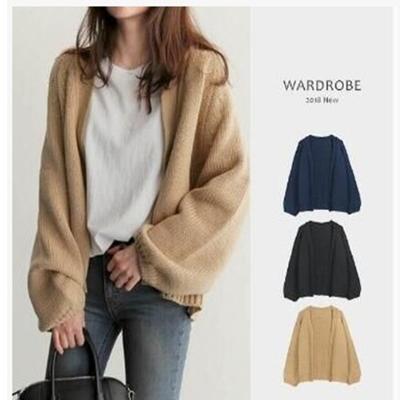 Autumn and Winter Khaki Ladies Lazy Loose Short Unbuttoned Knitted Cardigan, Fashion New Products All-match Ladies Wine Red Sweater Jacket