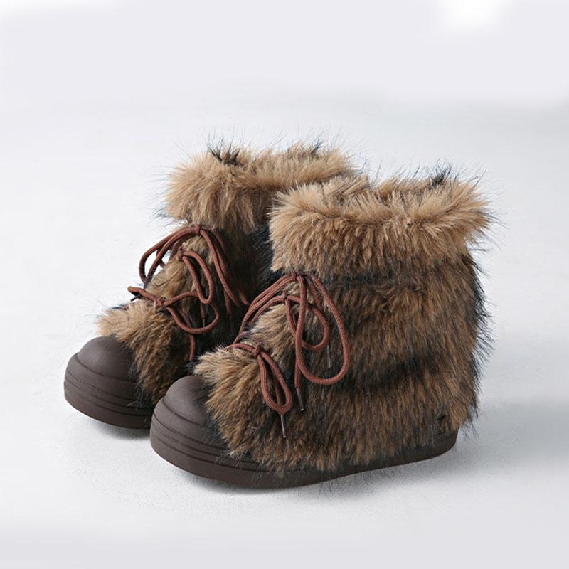 Winter Women's Snow Boots Fashion Casual Ankle Boots Thick Plush Warm Cotton Shoes Retro Women Fluffy Boots Botas Invierno Mujer
