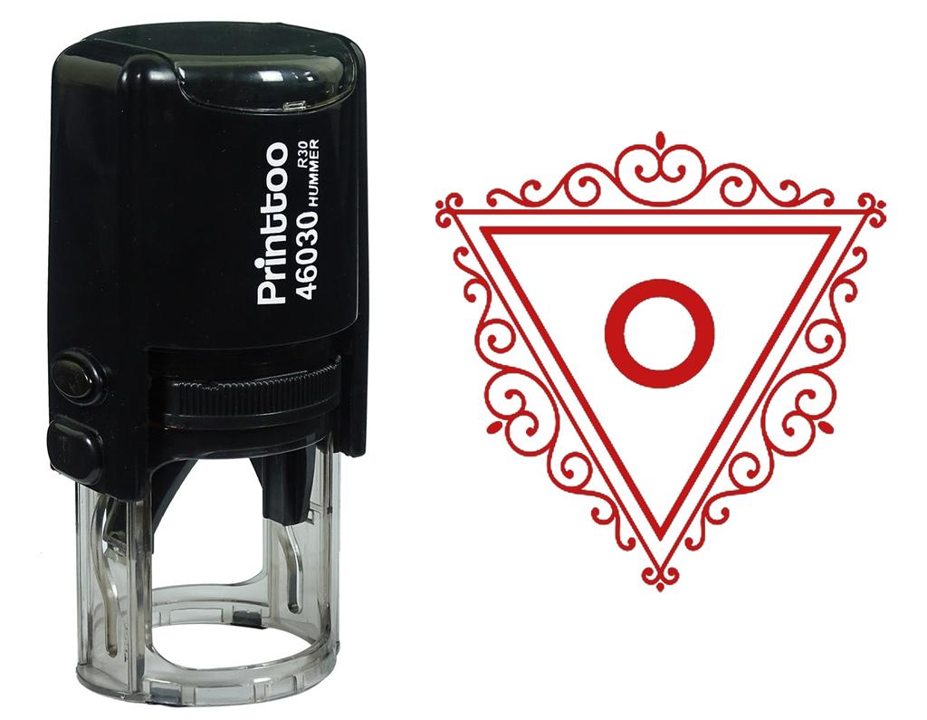 Printtoo O Alphabet Swirl Border Triangle Monogram Initial Self Inking Rubber Stamp Office