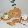 Handmade Rattan Coaster Creative Placemat Round Tea Cup Insulation Bowl Rattan Coaster Cover Pad Coffee Cup Pad