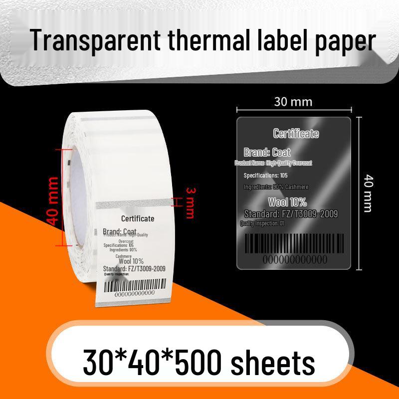 Waterproof Transparent Thermal Label Paper: Tear-Resistant, Oil-Proof, Adhesive Barcode Printing Sticker